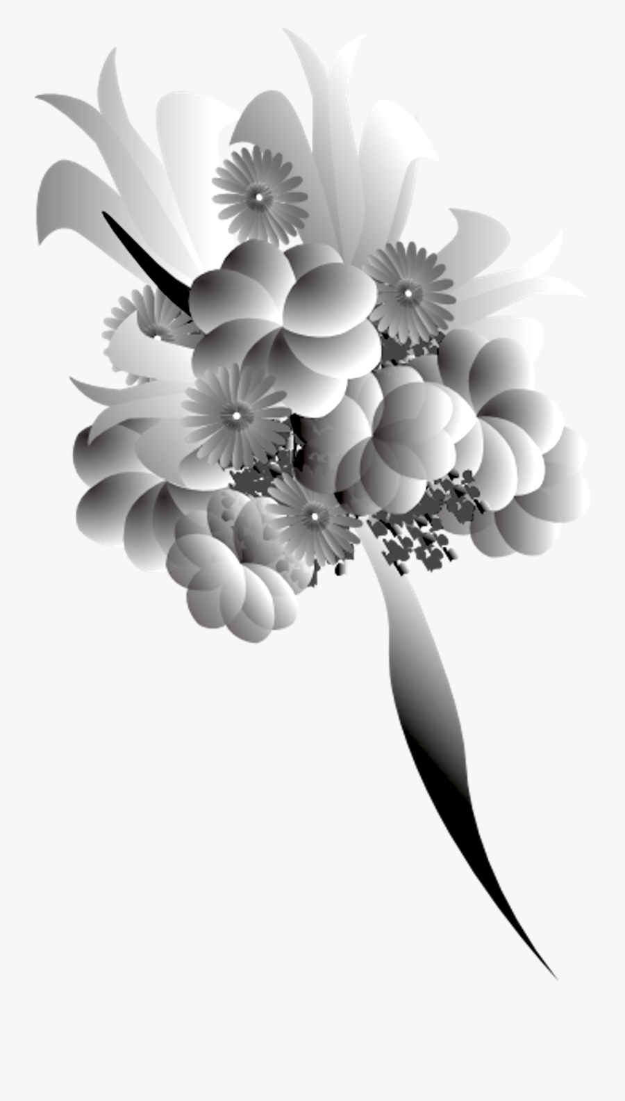 Bouquet Black White - Flower Bokeh Png Hd, Transparent Clipart