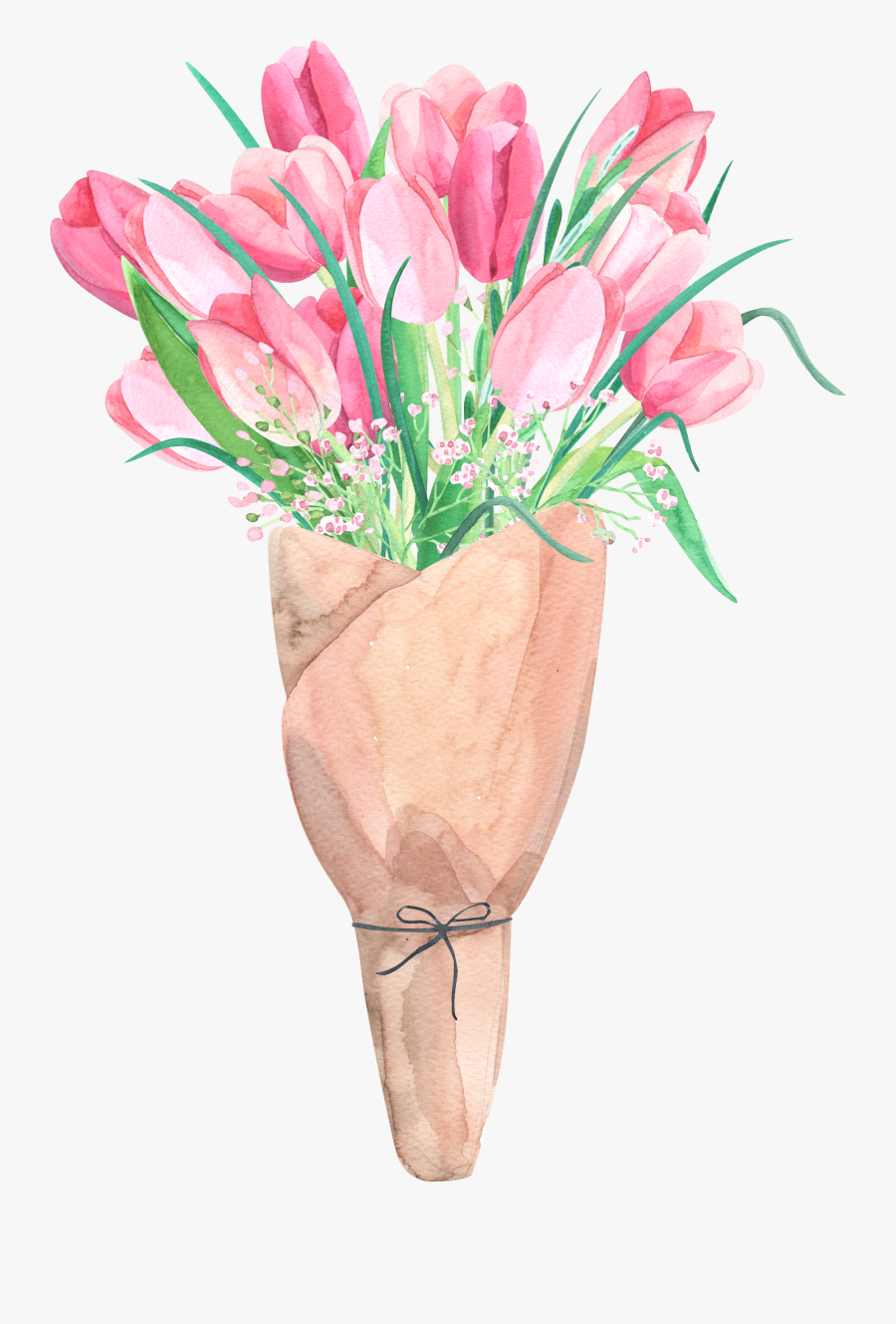 Tulips Bouquet Watercolor Png, Transparent Clipart