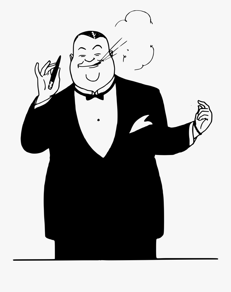 Fat Man Smokes - Fat Man In Suit Cartoon, Transparent Clipart