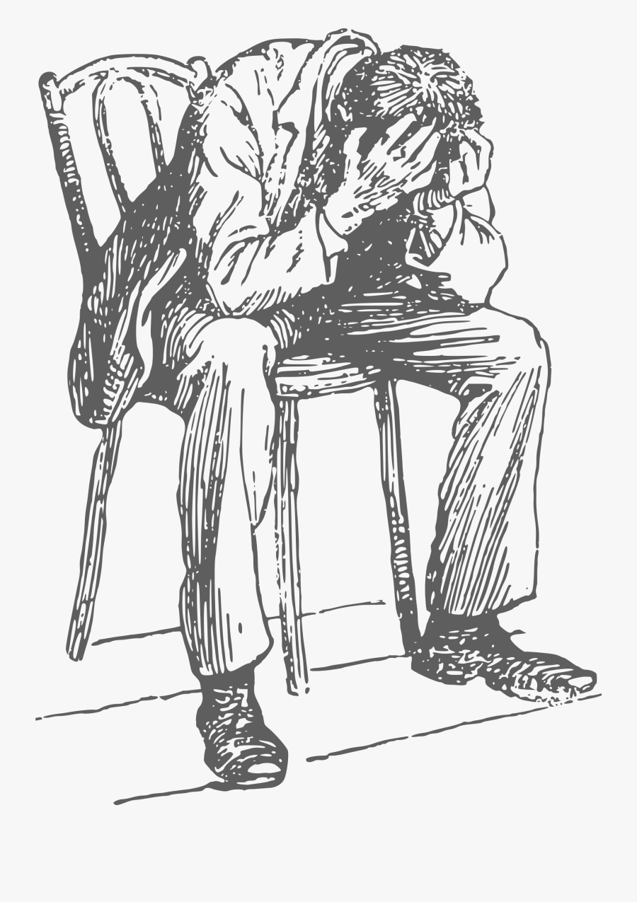 Man Sitting In Chair Drawing, Transparent Clipart