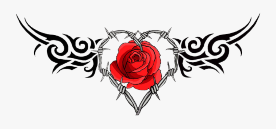 Rose Tattoo Clipart Picsart Png - Rose Barbed Wire Tattoo, Transparent Clipart