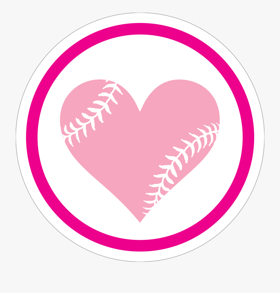 Custom Circle Baseball Sticker With Seams In A Heart - Heart Baseball, Transparent Clipart