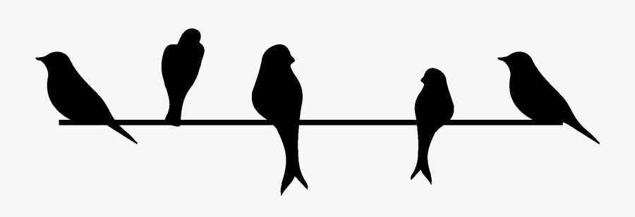 Bird On Wire Silhouette At Getdrawings - Wall Painting Of Birds, Transparent Clipart