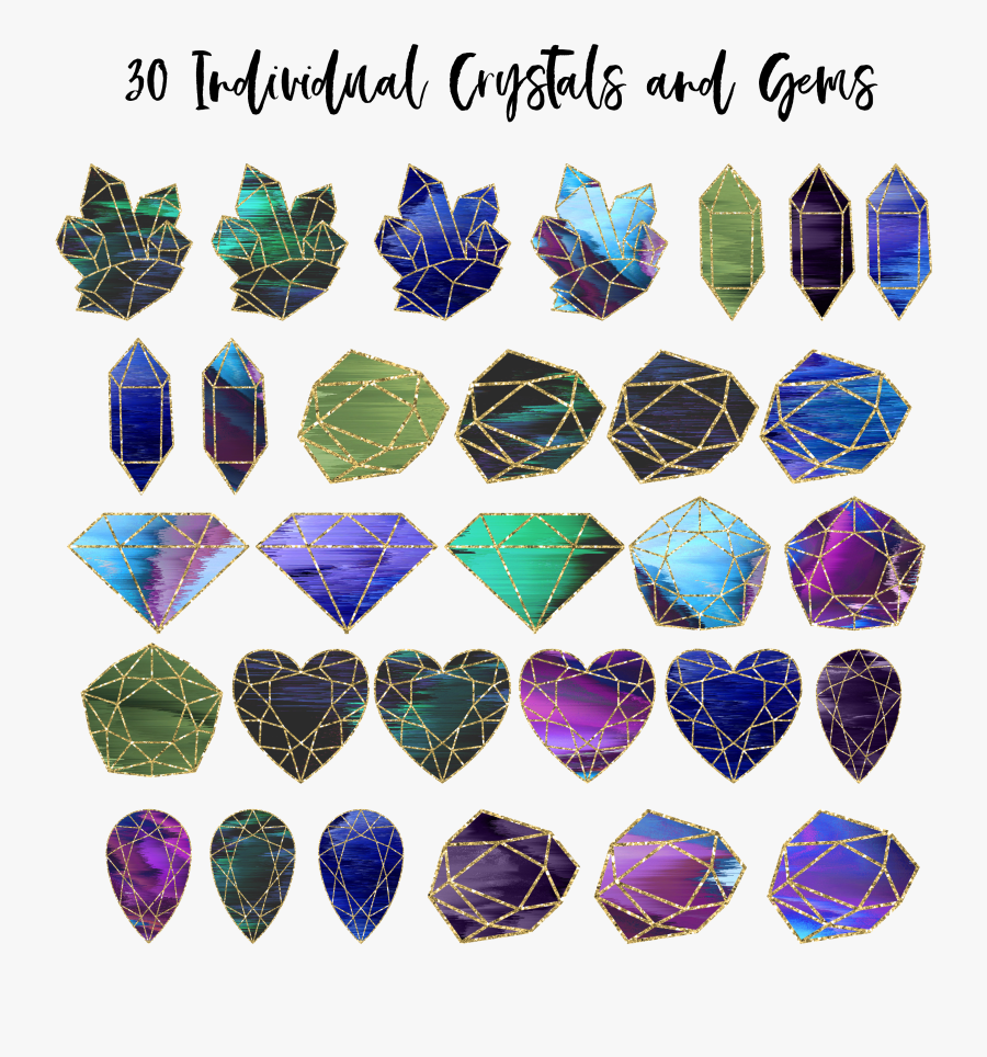 Mystical Crystal Gems Clipart Pack - Crystal, Transparent Clipart