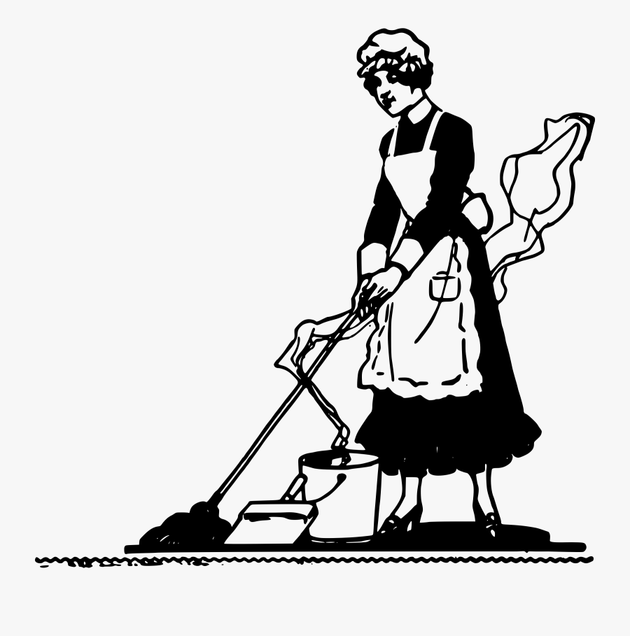 Clipart Maid Cleans - Maid Black And White , Free Transparent Clipart