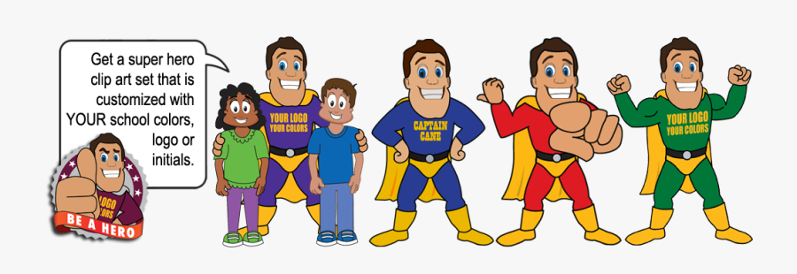 Hero Mascot Pbis Clipart - Customizable Super Hero Cartoon, Transparent Clipart