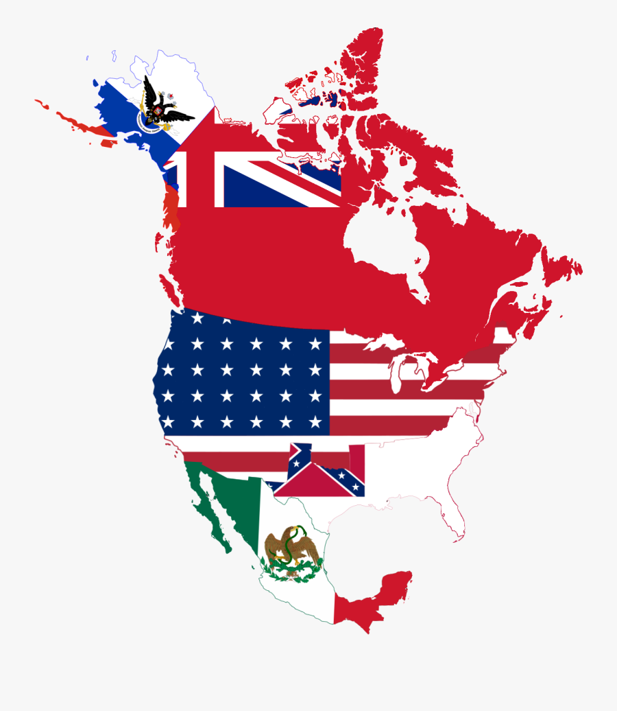 Flag Map North America - North America Map With Flags, Transparent Clipart