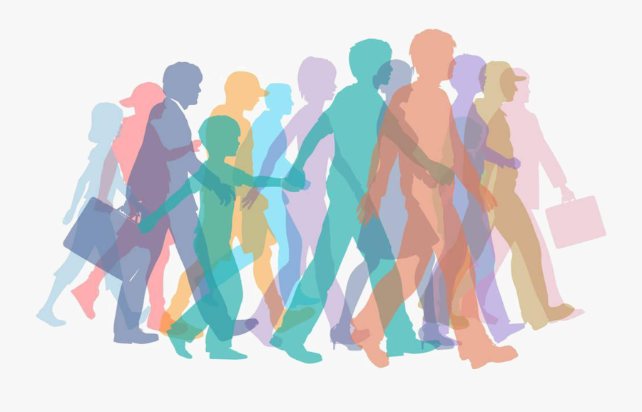 Banner Freeuse Download Clip Art Crowds Silhouette - People Walking Together Silhouette, Transparent Clipart
