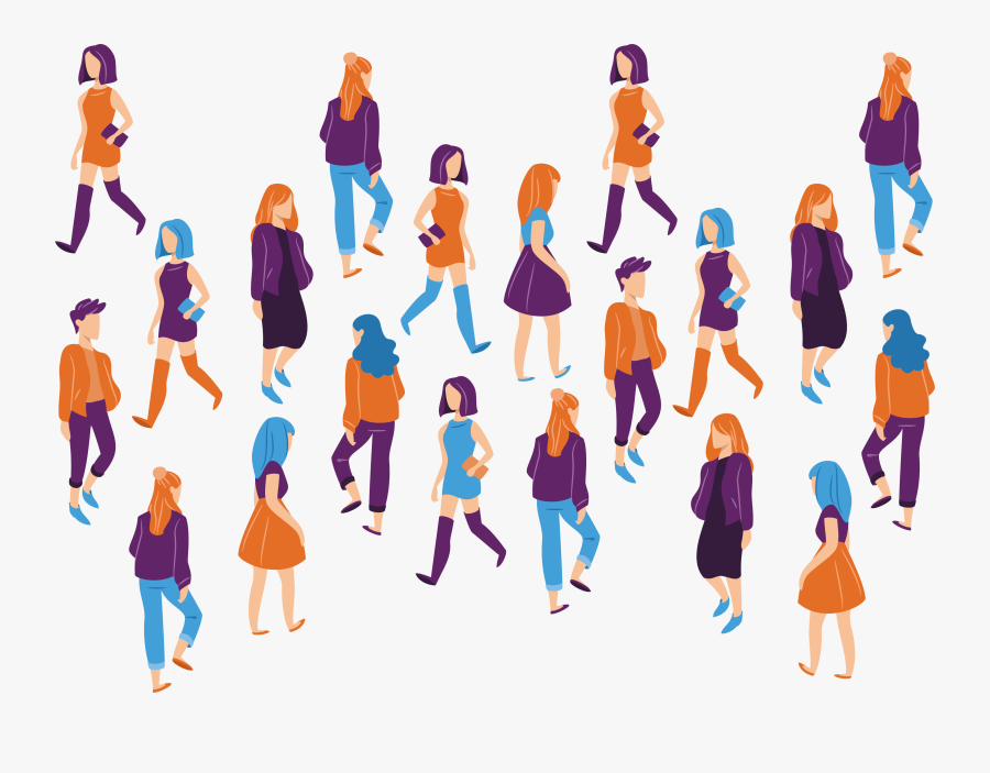 19 Vector Crowd Walking Huge Freebie Download For Powerpoint - People Walking In Circle, Transparent Clipart