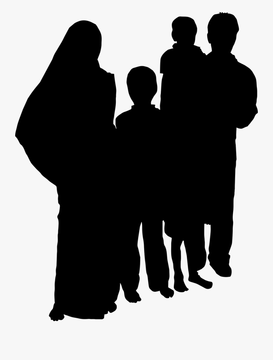 Indian Family Clipart Black And White - Indian Family Silhouette, Transparent Clipart