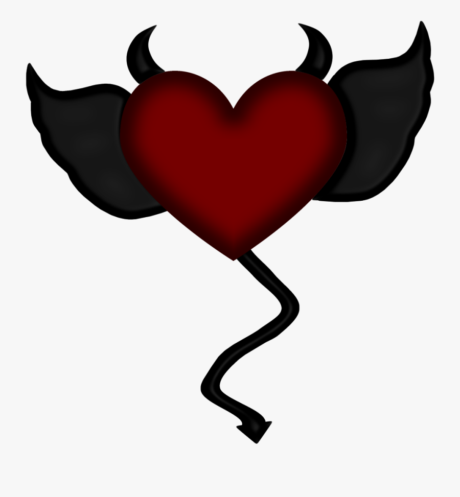 Devil Heart With Wings, Transparent Clipart
