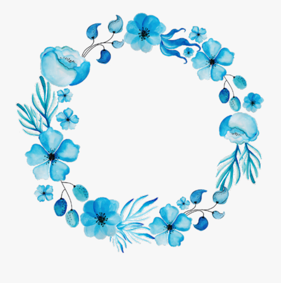 Ftestickers Flowers Frame Circle Watercolor Blue Blue Watercolor Flower Png Free Transparent Clipart Clipartkey