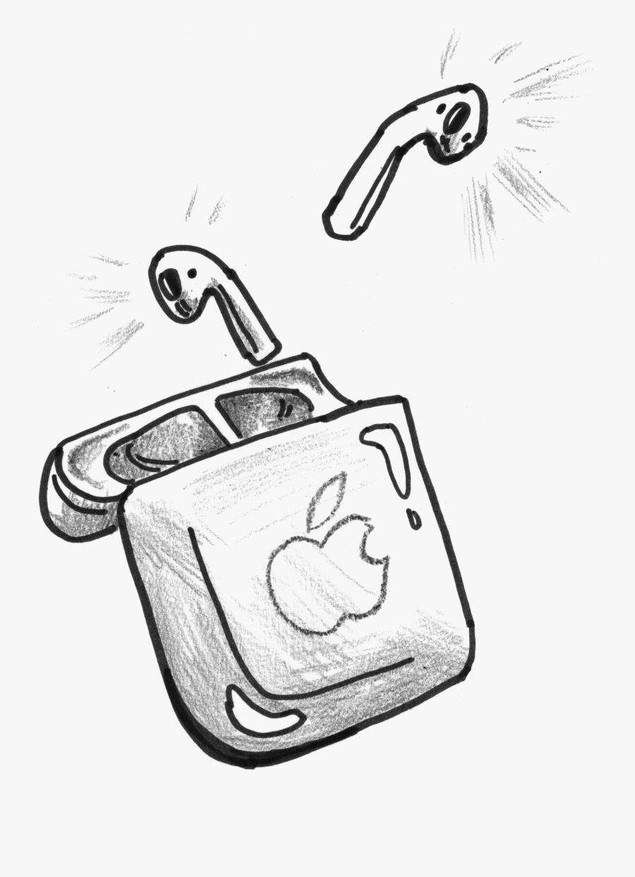 Air Pods Sketch, Transparent Clipart