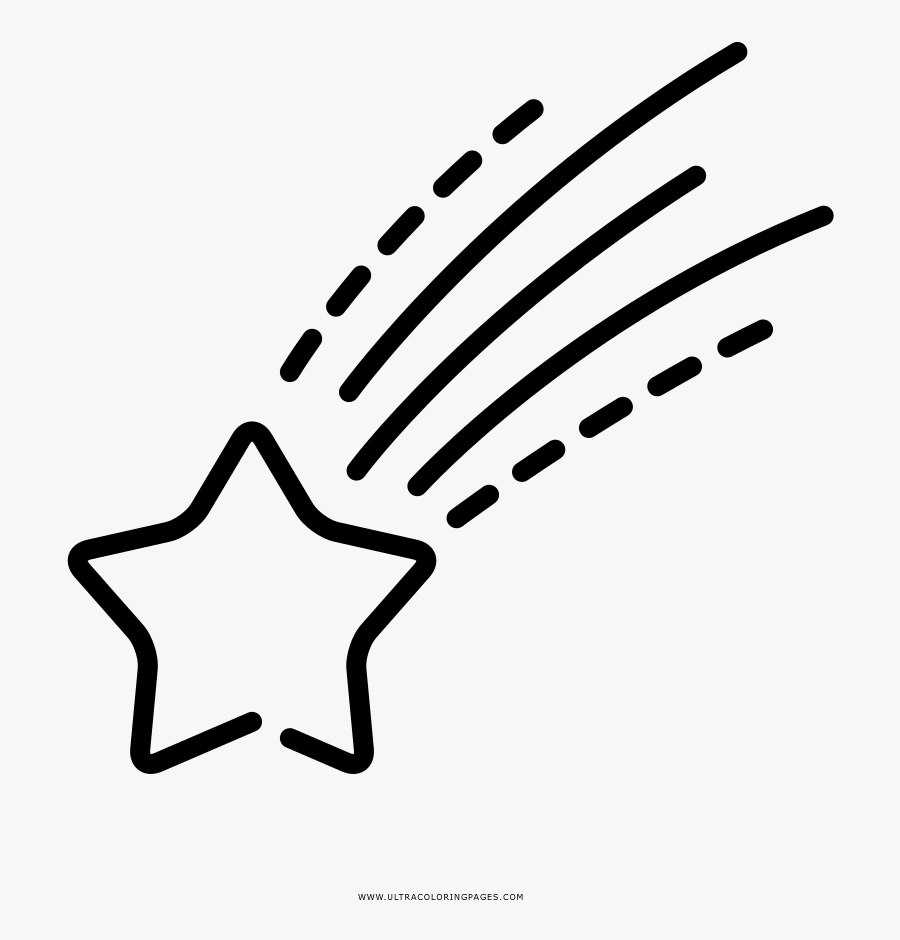 Shooting Star Coloring Page - Transparent Shooting Star Outline, Transparent Clipart