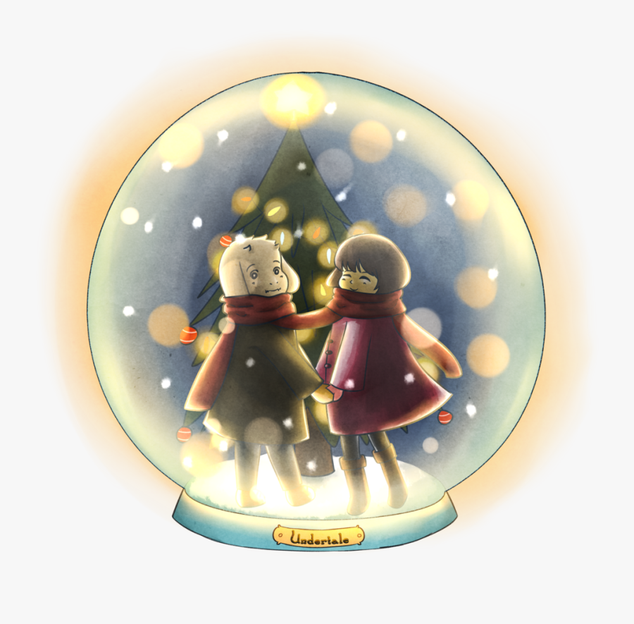 Snowglobe Drawing Kawaii - Asriel And Frisk Christmas, Transparent Clipart