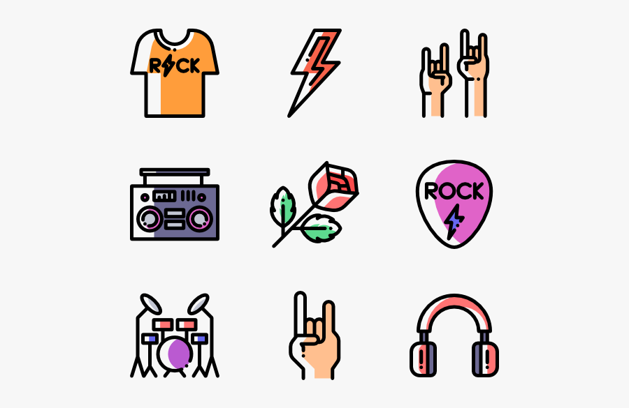 Clip Art Free Rock And Roll Fonts - Rock N Roll Icons Png, Transparent Clipart