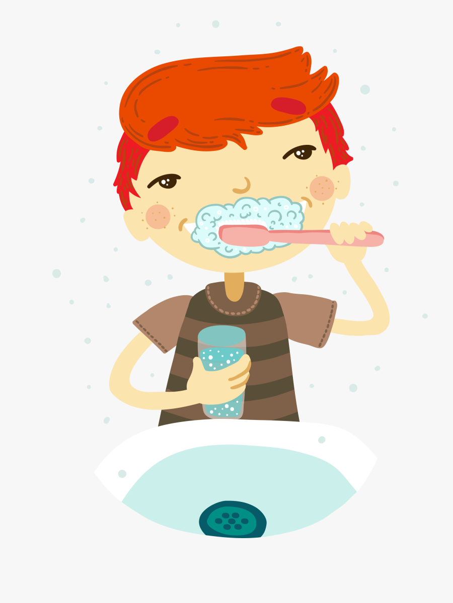 Wash Your Face Clipart - Brushing Teeth Washing Face, Transparent Clipart