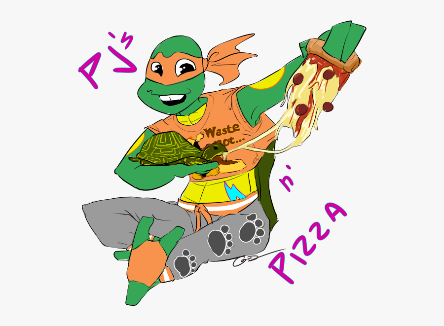 Mikey In Some Garfield Pjs Feeding A Box Turtle Food - Cartoon, Transparent Clipart