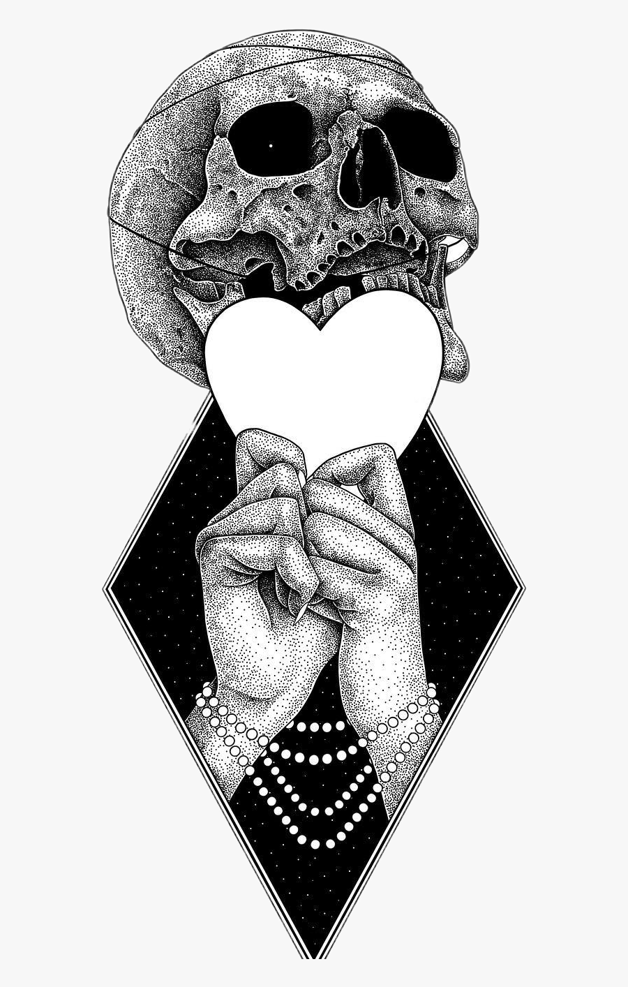 Transparent Skull Heart Png - Illustration, Transparent Clipart