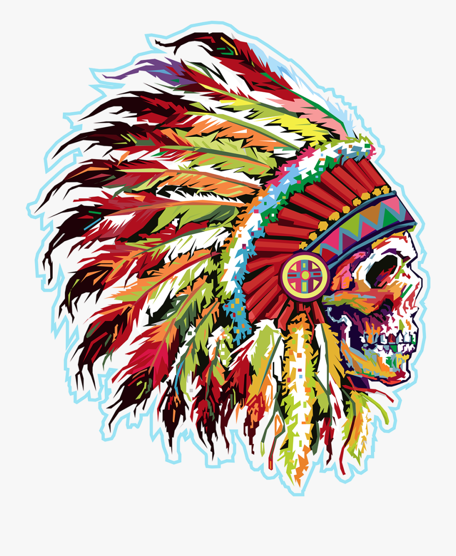 Native American Wpap Art - Indian Chief Skull, Transparent Clipart