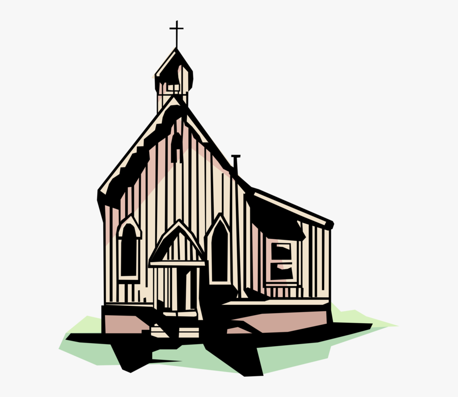 Vector Illustration Of Christian Country Wooden Church - Illustration, Transparent Clipart