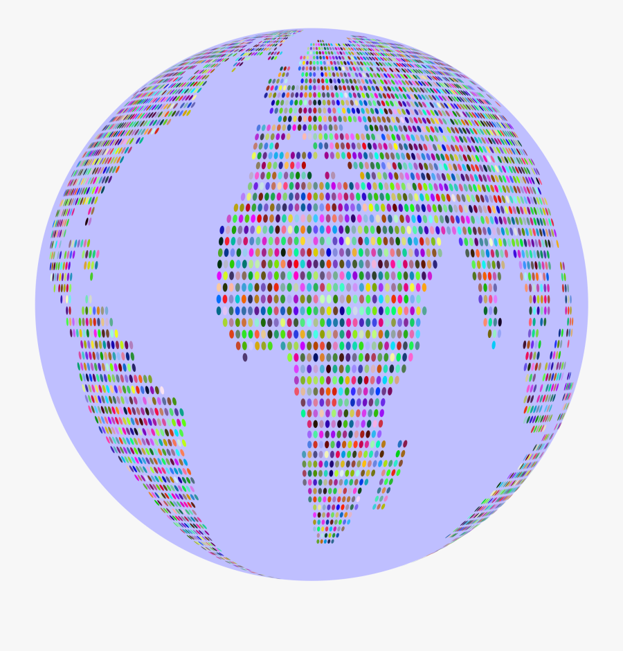 Prismatic World Map Dots 3 Globe Clip Arts - Circle, Transparent Clipart