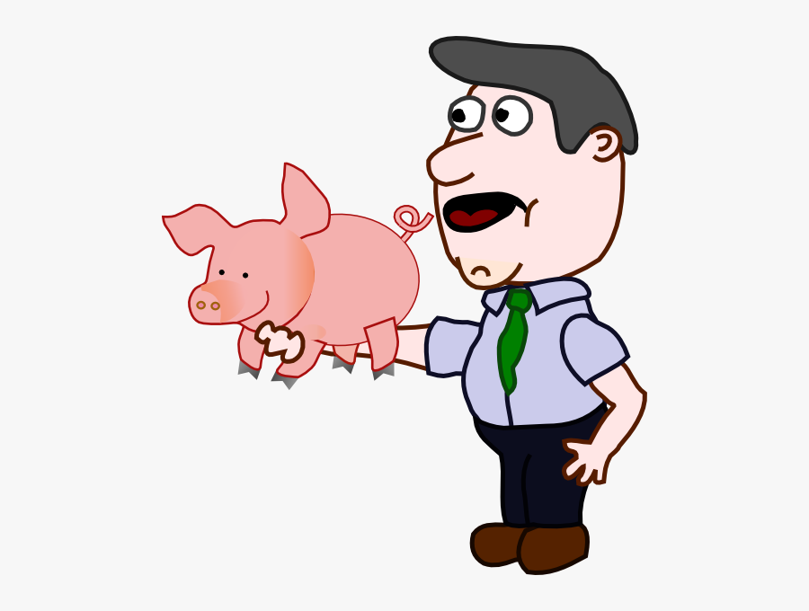 This Free Clip Arts Design Of Man Holding A Pig - Example Of No Work Is Done, Transparent Clipart