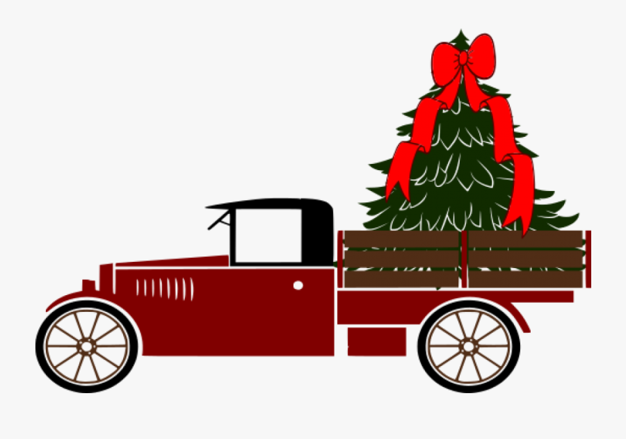 Holiday Vintage Christmas Tree Truck - Car, Transparent Clipart