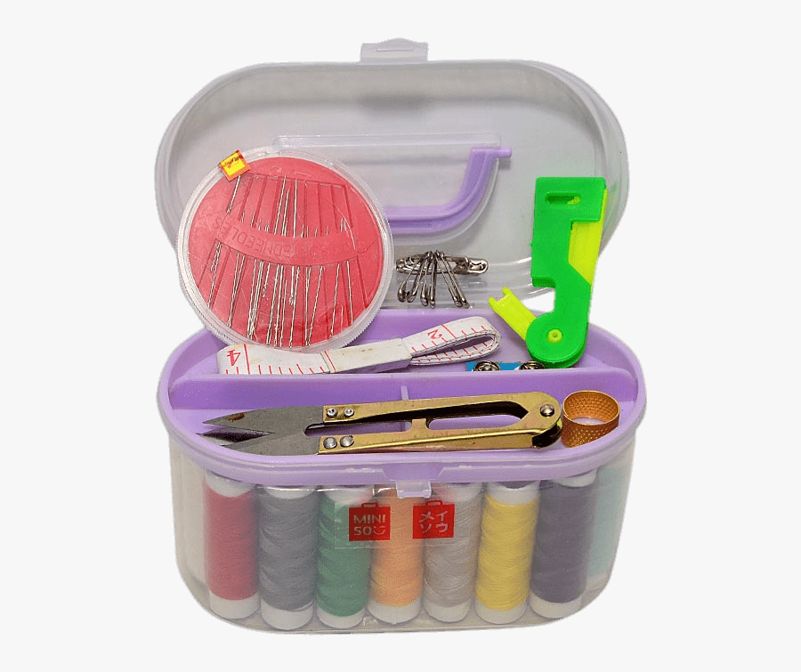 Sewing Kit In Plastic Holder - Miniso Sewing Kit, Transparent Clipart