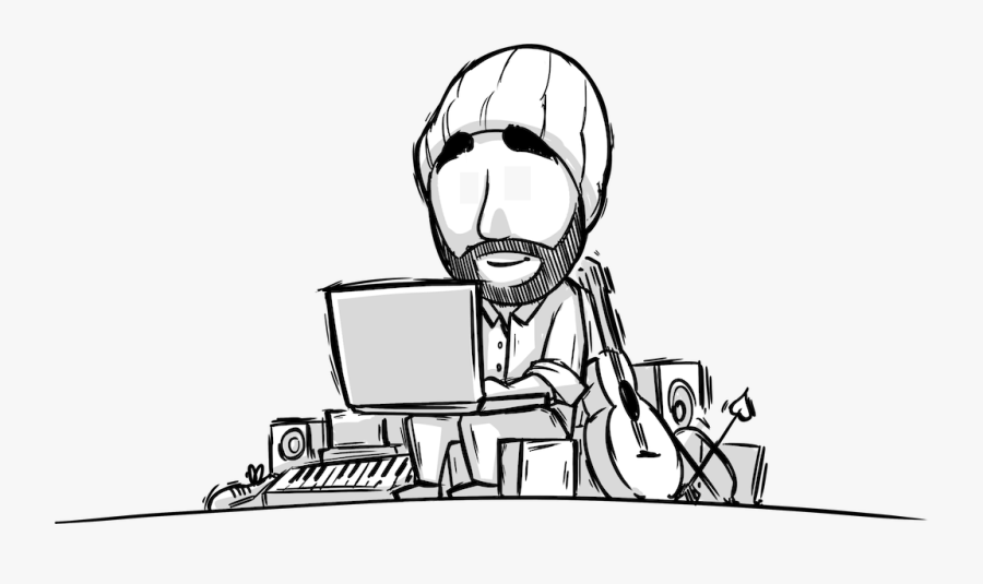 Jaice Working Away At His Computer - Cartoon, Transparent Clipart