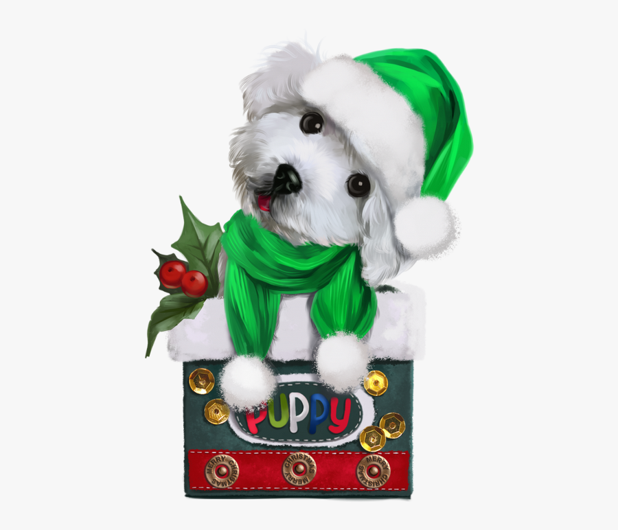 Puppy With Santa Hat Drawing, Transparent Clipart