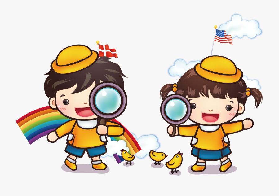 Kids With Magnifying Glass Clipart, Transparent Clipart