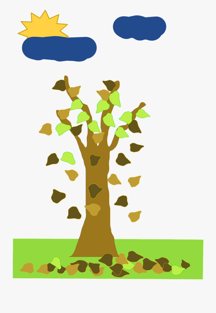 Fall, Without, Leaf, Tree, Cartoon, From, Free, Trees - Leaves Falling Off Tree Animated, Transparent Clipart