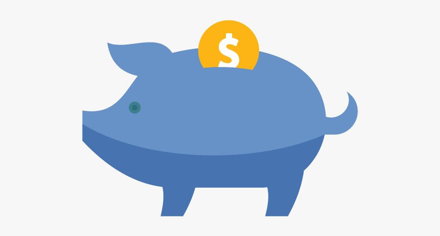 Inserting Coin Into Piggy Bank To Save Money - Blue Piggy Bank Png, Transparent Clipart