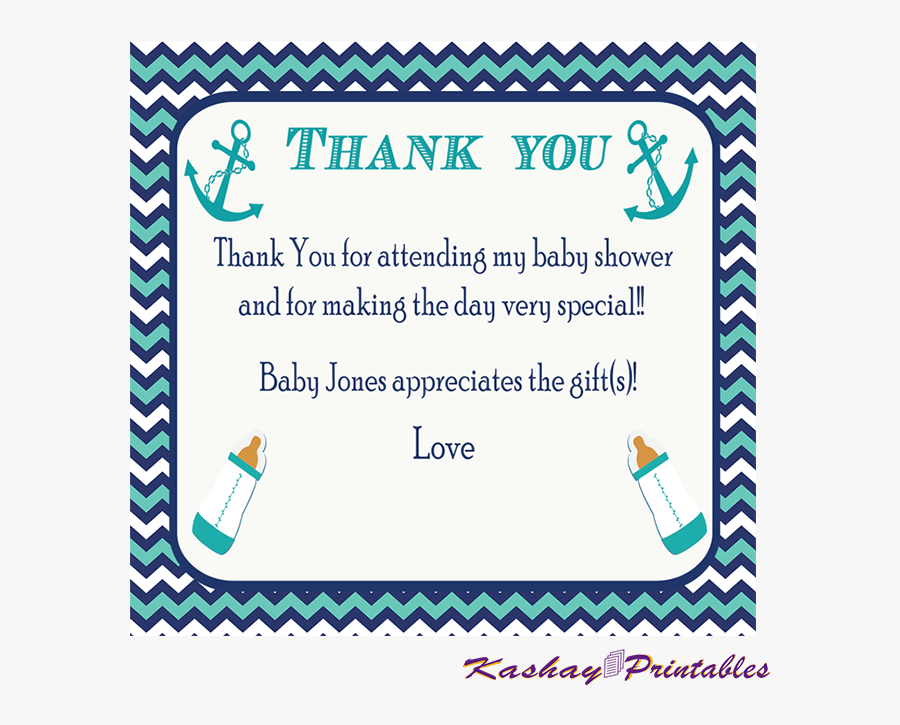 Thank You Card Baby Shower - Thank You Card Nautical Free Download, Transparent Clipart