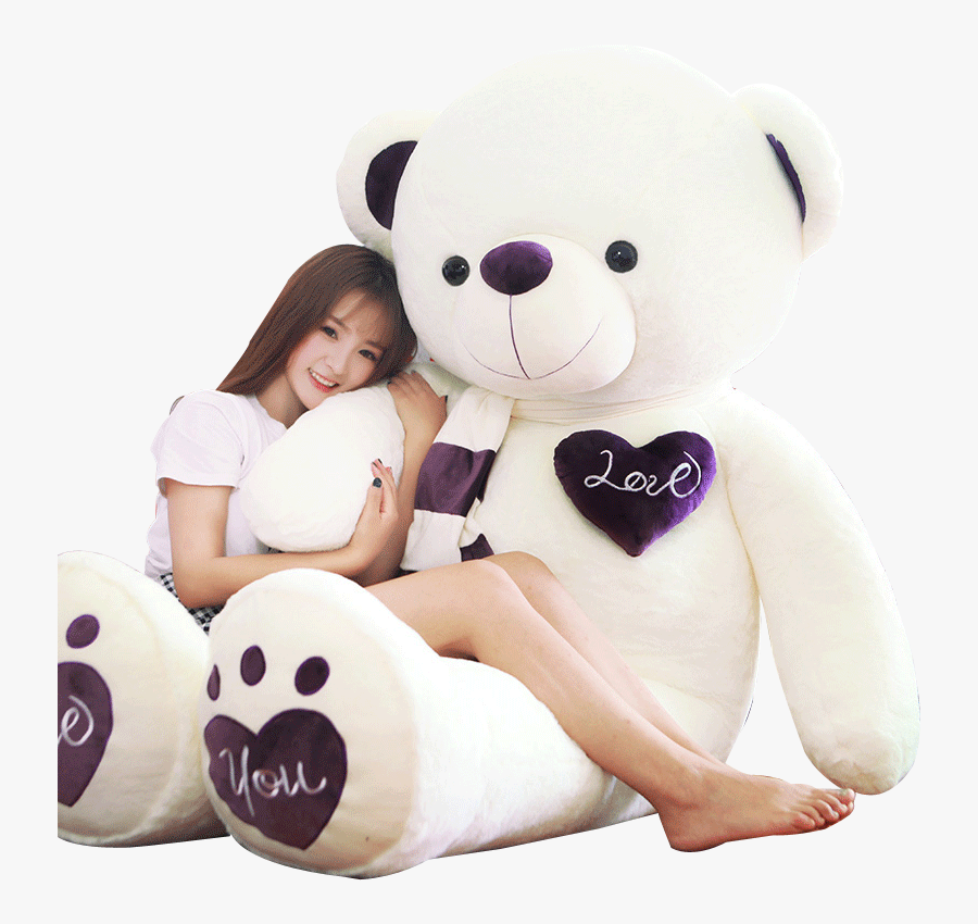 Transparent Toy Doll Png - Big Teddy With Girl Day, Transparent Clipart