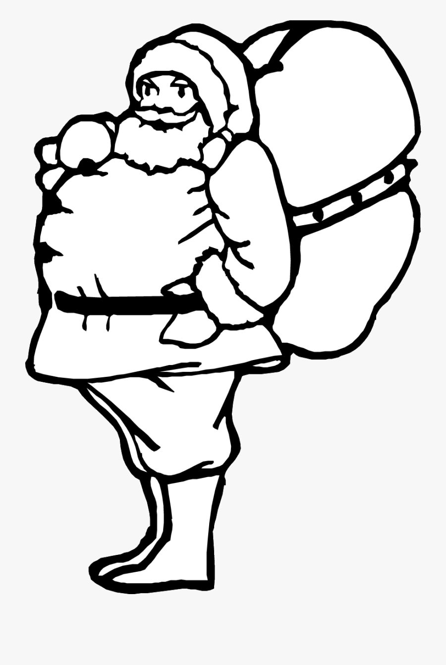 Santa"s Bag Of Toys Coloring Page Printable Christmas - Santa With Sack Coloring Pages, Transparent Clipart