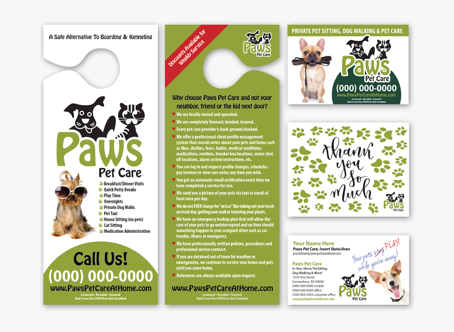 Paws Care - Pet Care Pet Sitting Brochure, Transparent Clipart