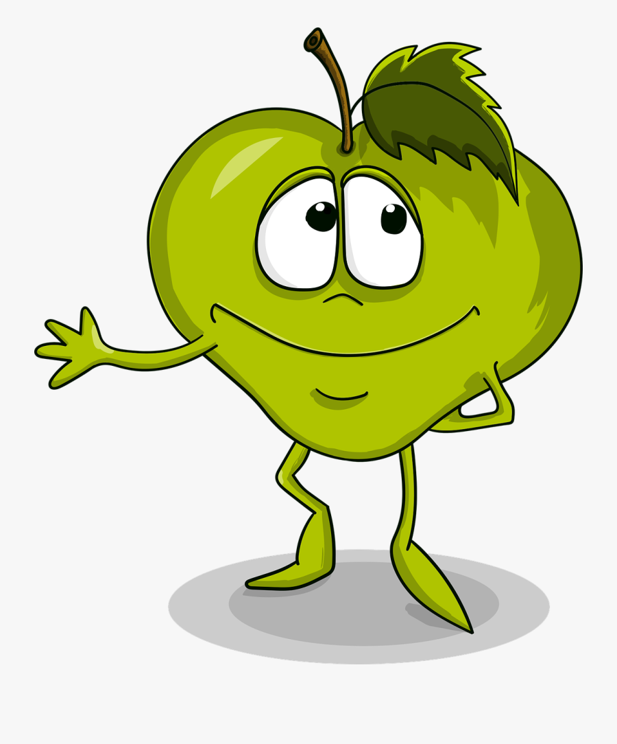 Apple Cute Smile Free Photo - Cute Green Apples Cartoon, Transparent Clipart