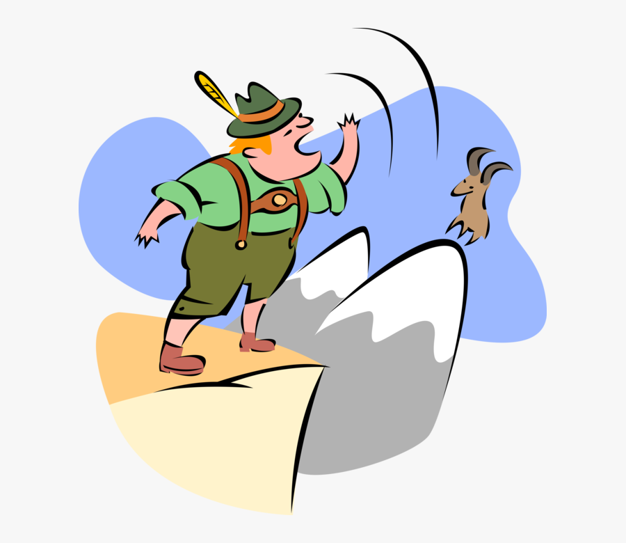 Vector Illustration Of Yodeling Swiss Mountaineer Yodels - Yodeling Clipart, Transparent Clipart