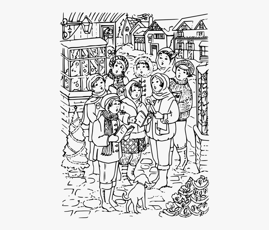Christmas Carols Carolers Christmas Carolers - Christmas Carol Colouring Pages, Transparent Clipart