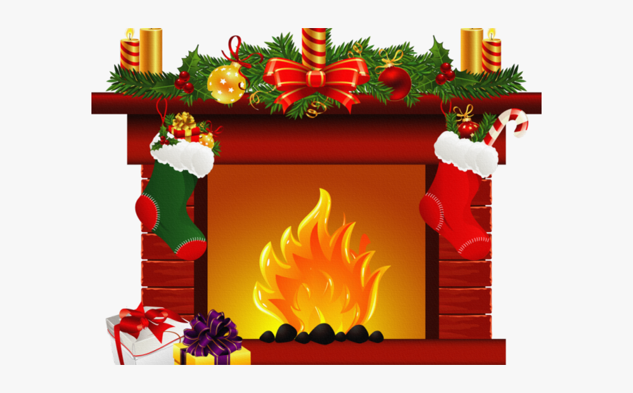 Fireplace Christmas Scene Clipart, Transparent Clipart