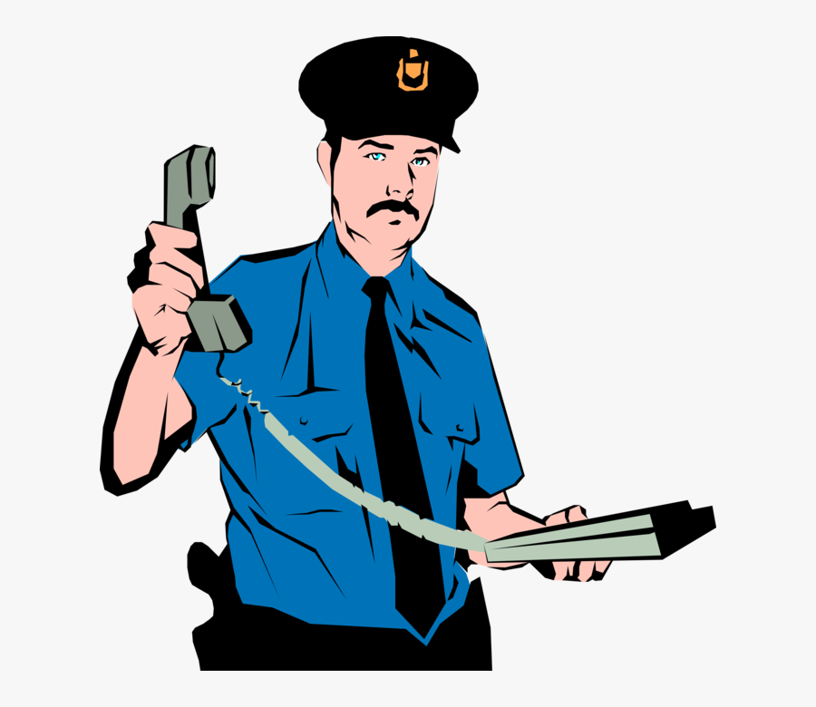 Vector Illustration Of Law Enforcement Policeman Responds - Police Officer, Transparent Clipart