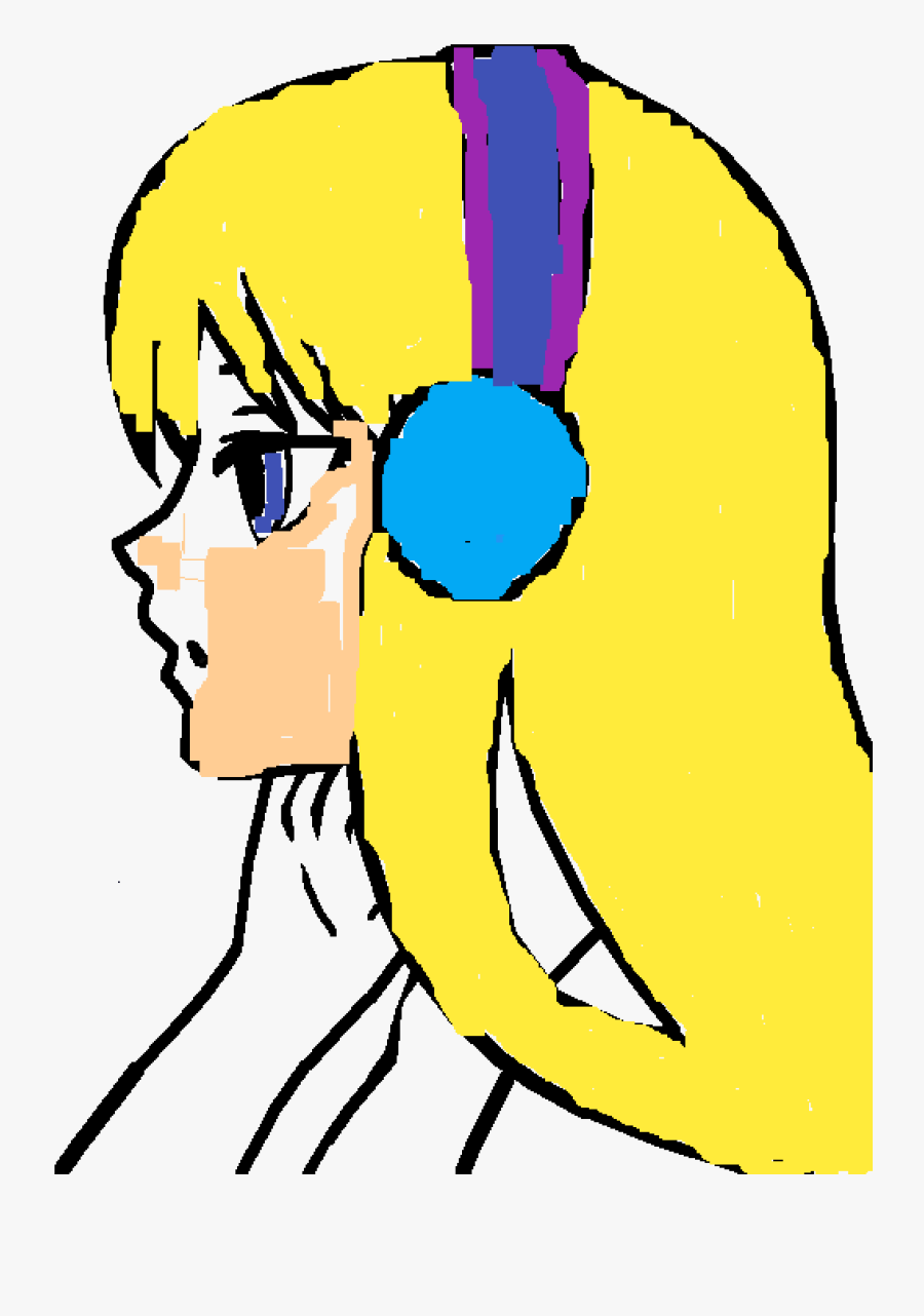 Just Listening To Music Clipart , Png Download - Anime Girl Not Colored, Transparent Clipart