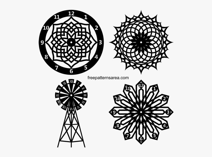 Laser Cut Wall Clock Dxf Vector File Cnc Plasma, Plasma - Laser Cut Wall Clock Files, Transparent Clipart