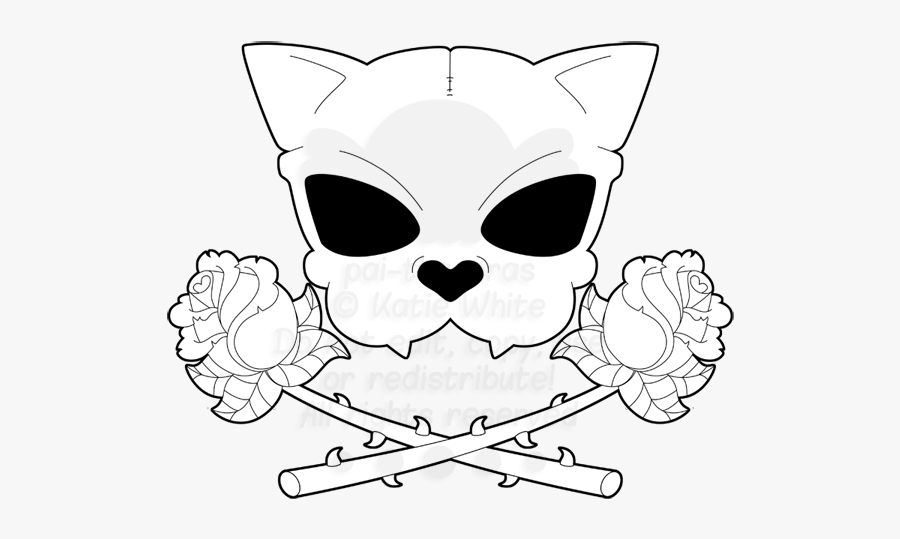 Clipart Skull Cat - Easy Drawn Cat Skull, Transparent Clipart