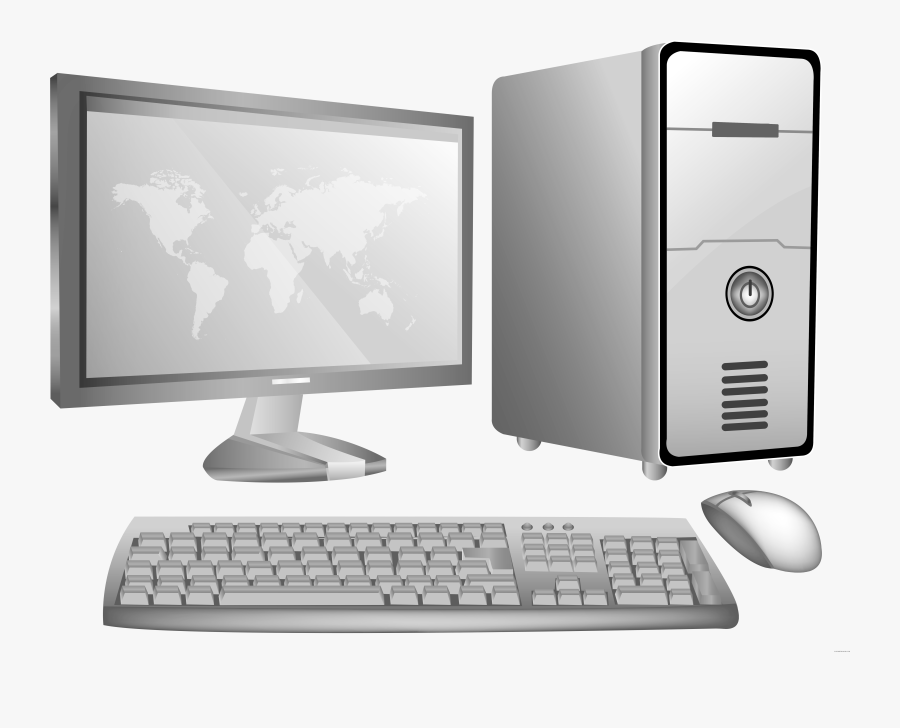 Computer Clipart Black And White Source - Transparent Background Desktop Computer Clipart, Transparent Clipart