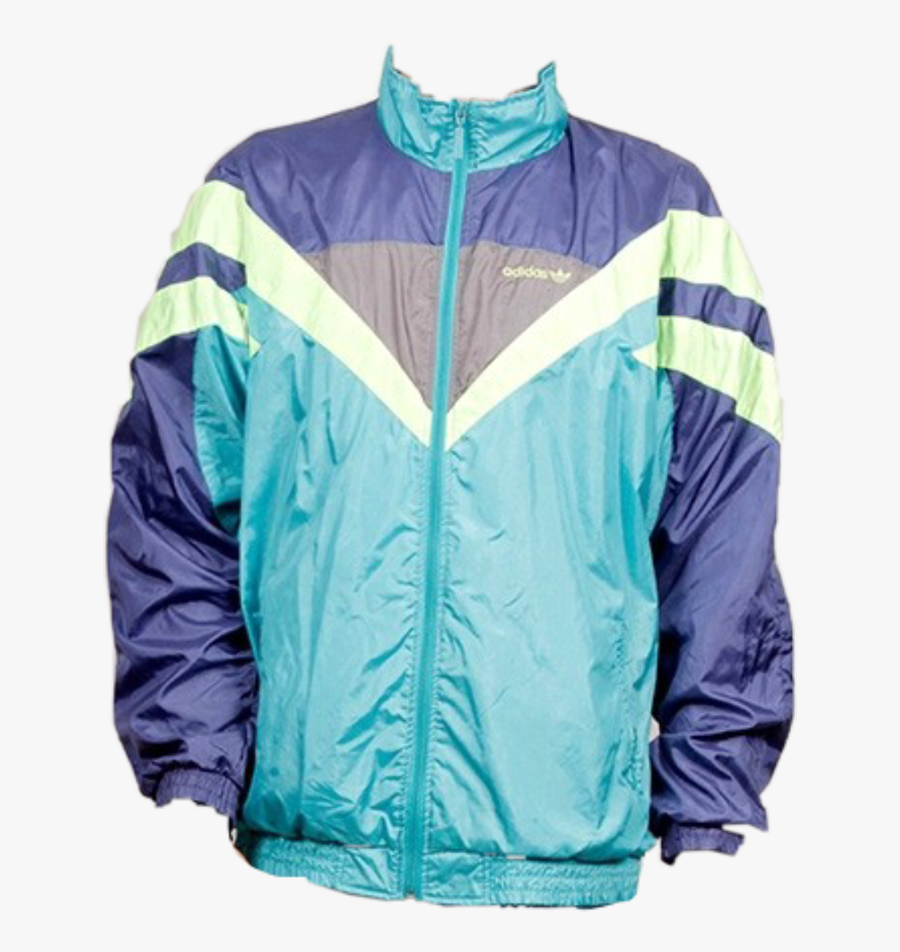 #70s #80s #90s #jacket #blue #yellow #rain #coat #freetoedit - Adidas Vintage Shell Jacket, Transparent Clipart