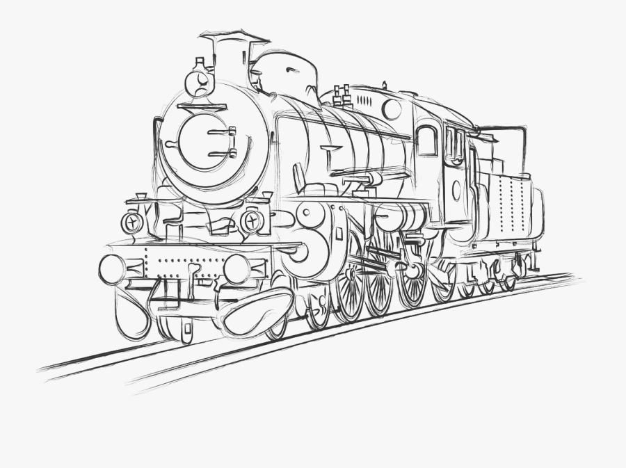Rail Transport Steam Locomotive - Steam Engine Train Drawing, Transparent Clipart