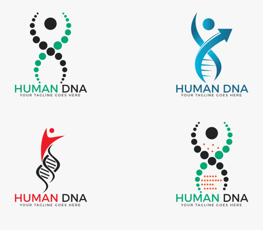 Human Dna And Genetic Logo Design Set - Dna Logo, Transparent Clipart